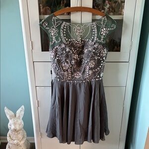Anya sz 6 Elegant Gray Dress with Embellished Bodice NWT formal